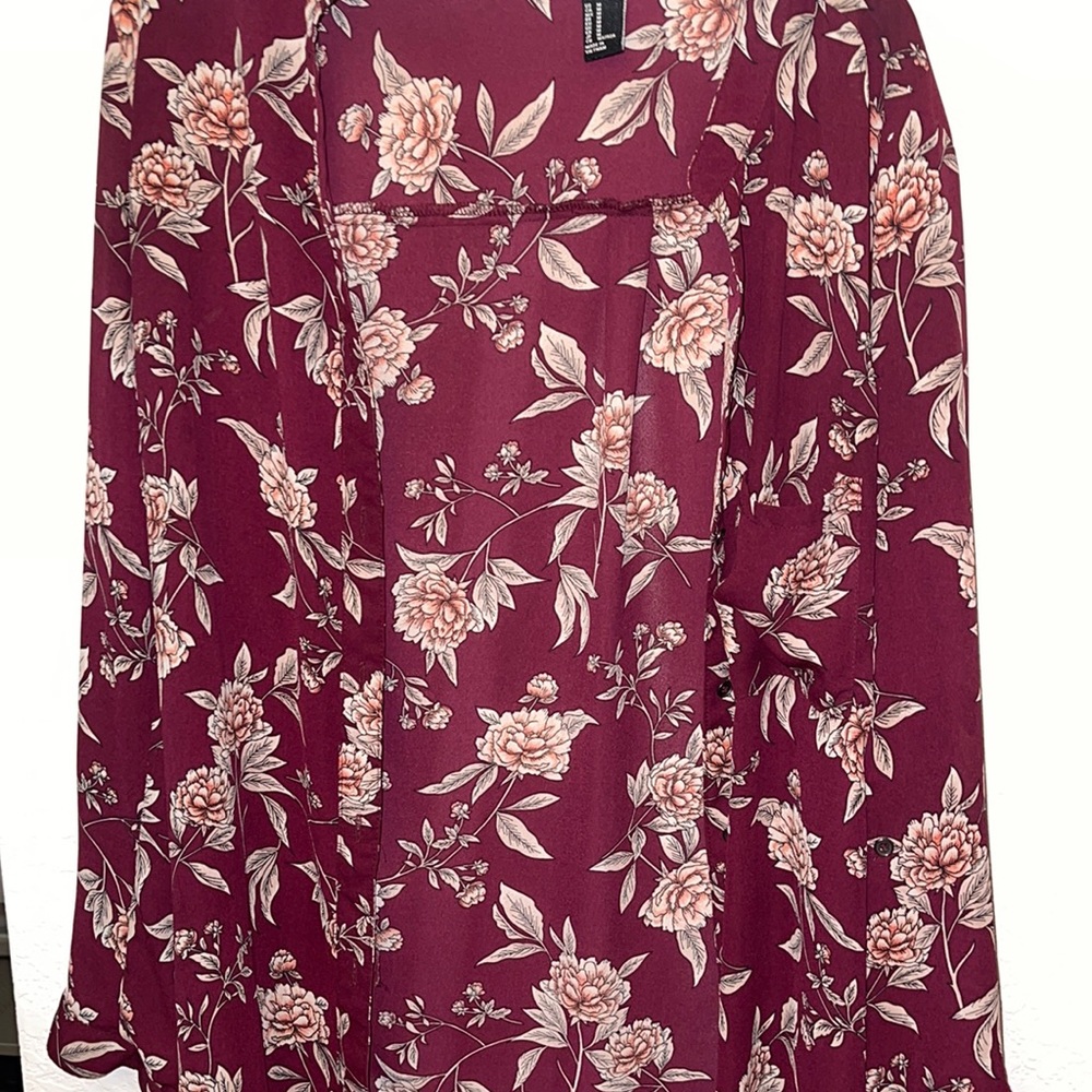 Floral Print Button-up Blouse